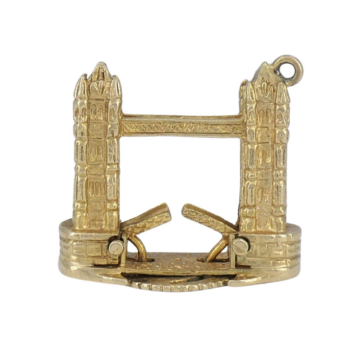 Vintage London Bridge Mechanical 9k Yellow Gold Charm Pendant
