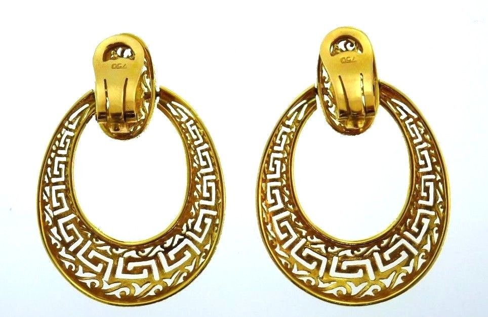 18k Yellow Gold Filigree Door Knockers Earrings