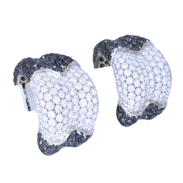 De Grisogono Earrings 18k White Gold Black Diamond Hoop Earrings
