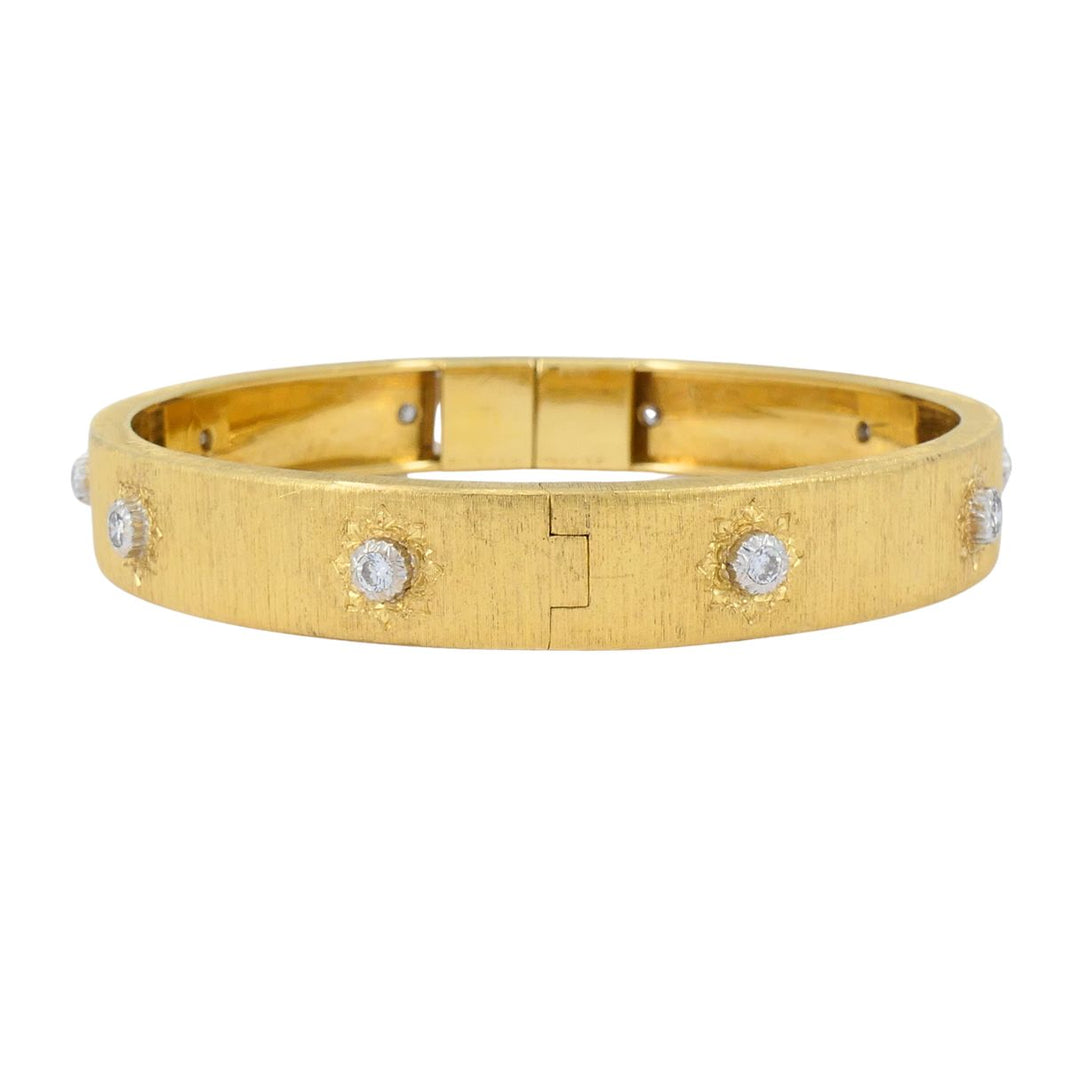 Vintage Buccellati 18k Gold Diamond Bangle Bracelet
