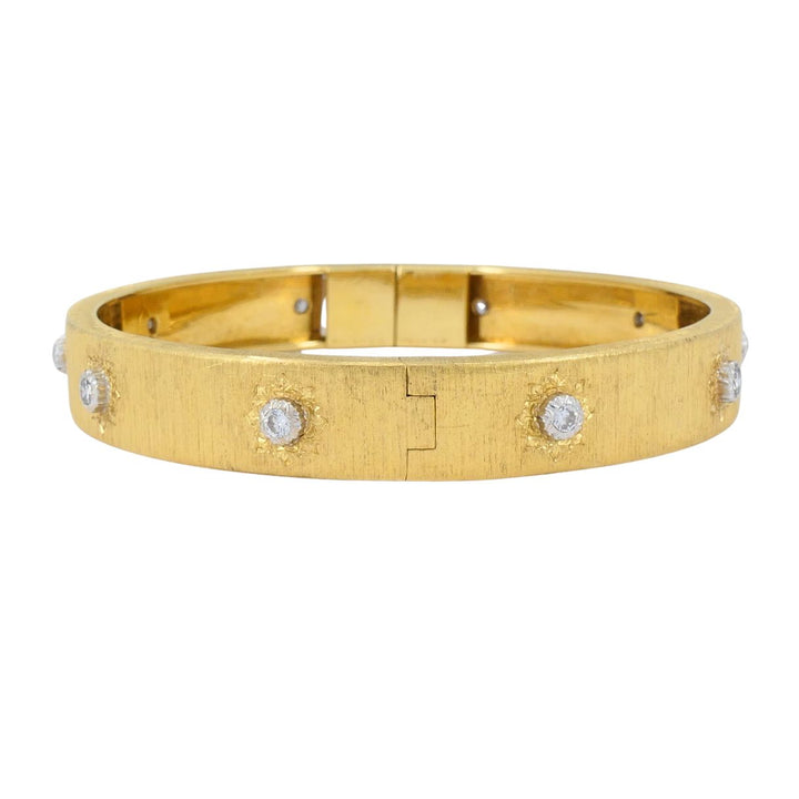 Vintage Buccellati 18k Gold Diamond Bangle Bracelet