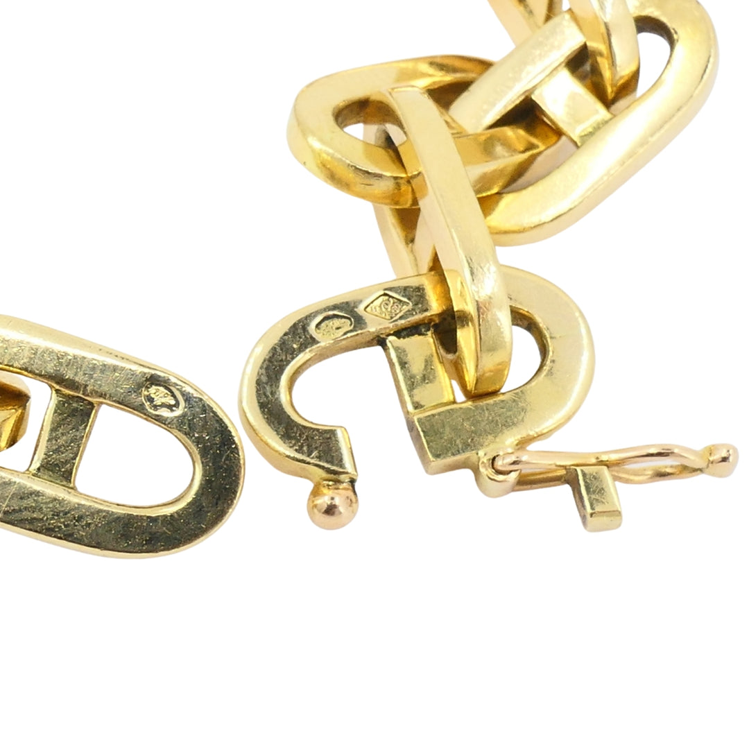 Vintage French Anchor Link Chain Bracelet 18k Gold