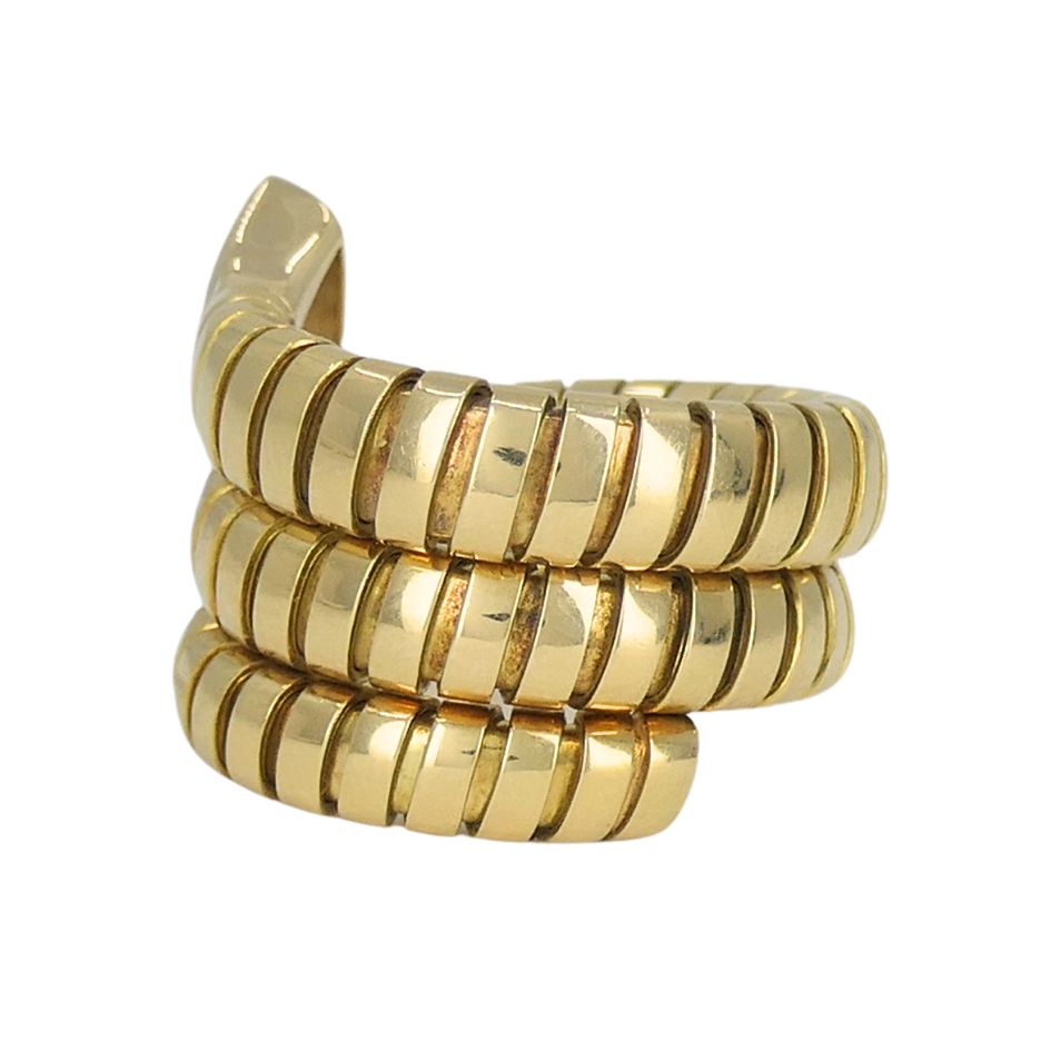 Vintage Bulgari Serpenti Tubogas 18k Gold Diamond Ring