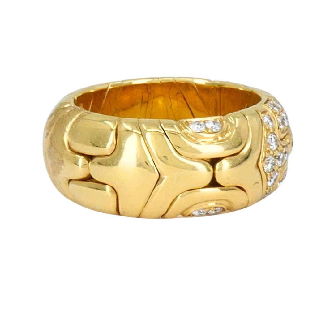 Vintage Bvlgari Alveare 18k Yellow Gold Diamond Flexible Band Ring
