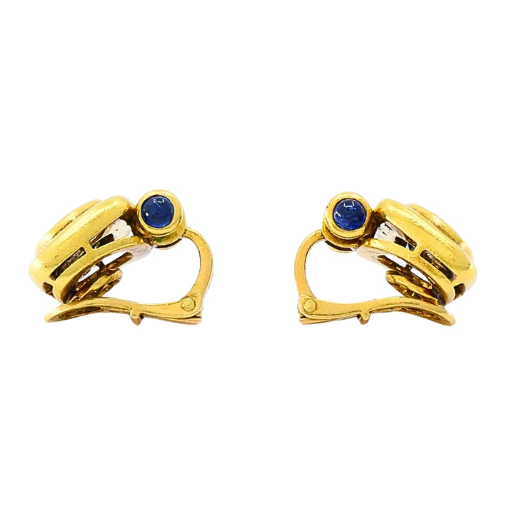 Bulgari Bvlgari 18k Gold Tourmaline Sapphire & Diamond Clip-On Earrings