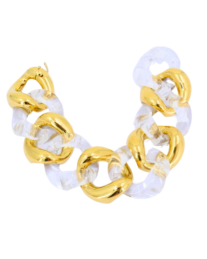 Seaman Schepps Classic Large Link Bracelet 18uk Gold Rock Crystal