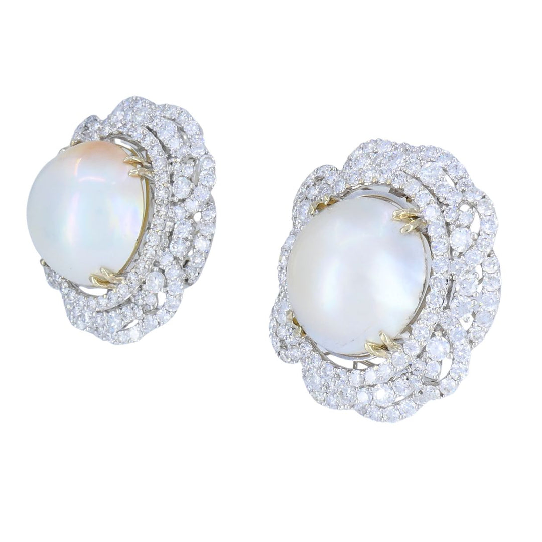 HANA 18K White Gold Mabe Pearl Diamond Drop Earrings