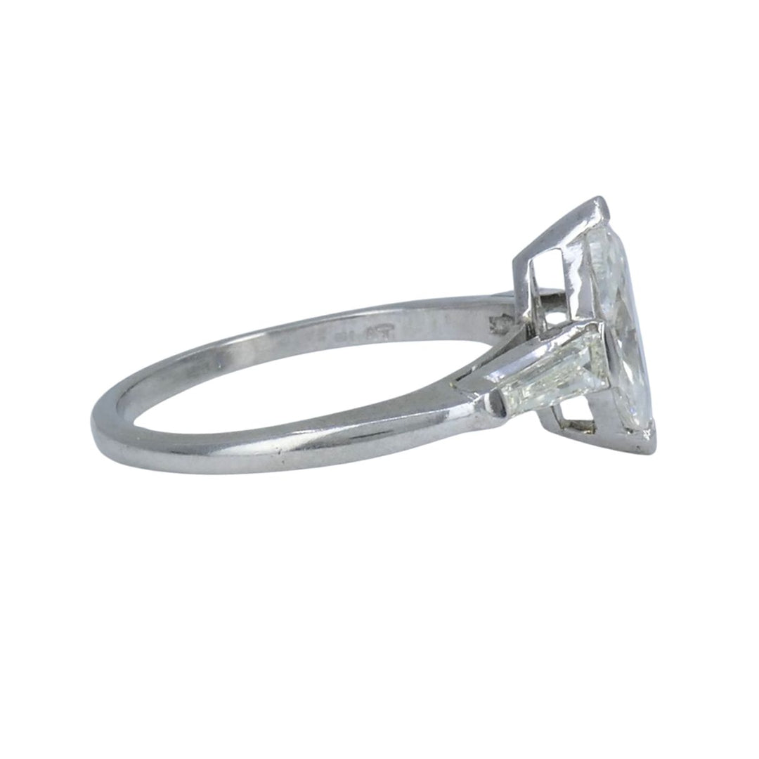 Vintage Platinum 1.07 Carat Marquise Diamond Three Stone Ring