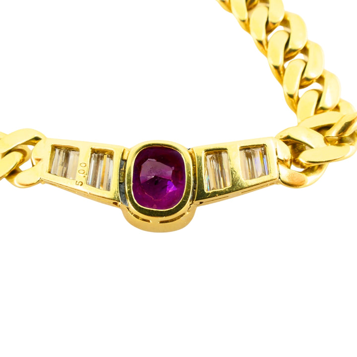 Vintage Bvlgari Bulgari Necklace Diamond Ruby 5cts
