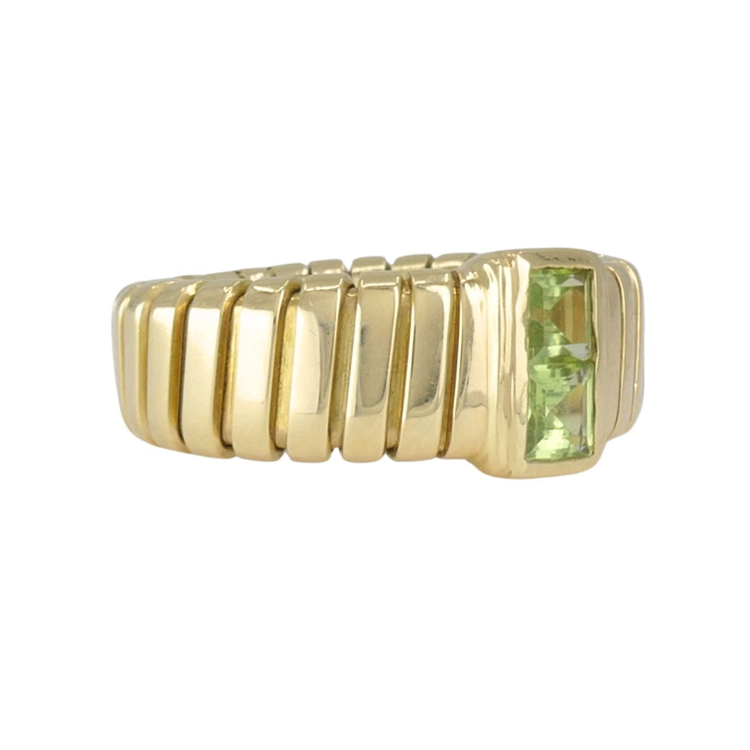 Vintage Bvlgari 18k Gold Tubogas Peridot Ring, circa 1990s