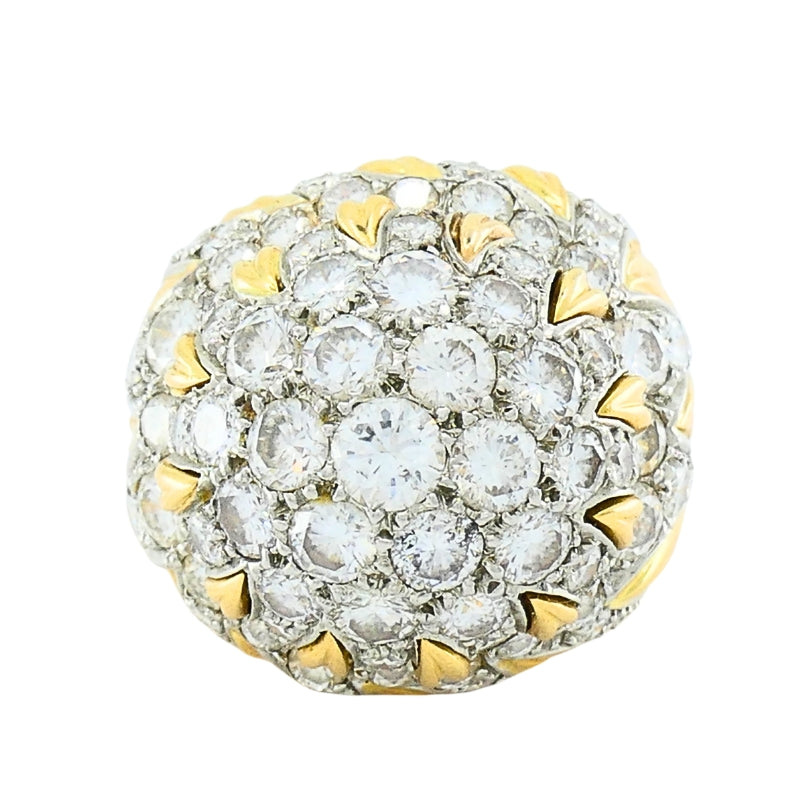 Vintage 14k Gold Diamond Cocktail Floral Dome Ring