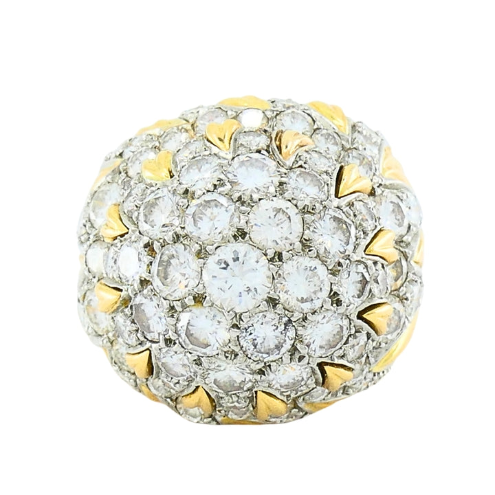 Vintage 14k Gold Diamond Cocktail Floral Dome Ring