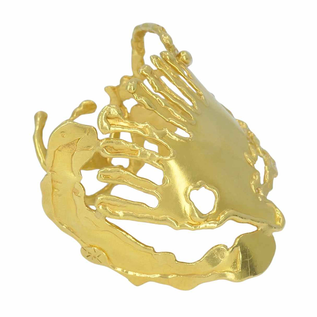 Vintage Jean Mahie 22k Gold Sculptural Cuff Bracelet