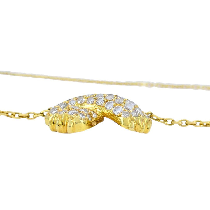 Vintage Fred Paris 18k Gold Diamond Ribbon Necklace