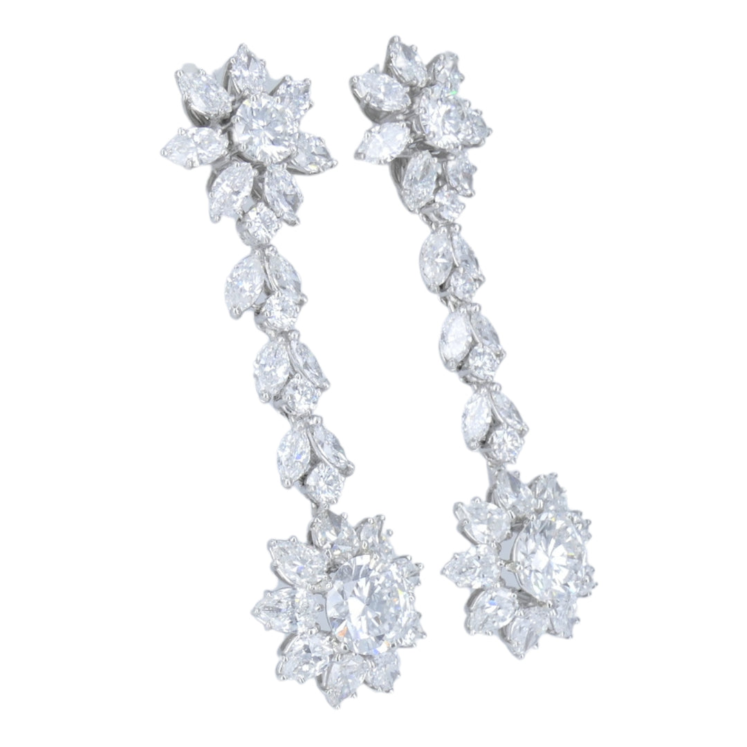 Platinum Diamond Earrings Cluster Dangle Earrings