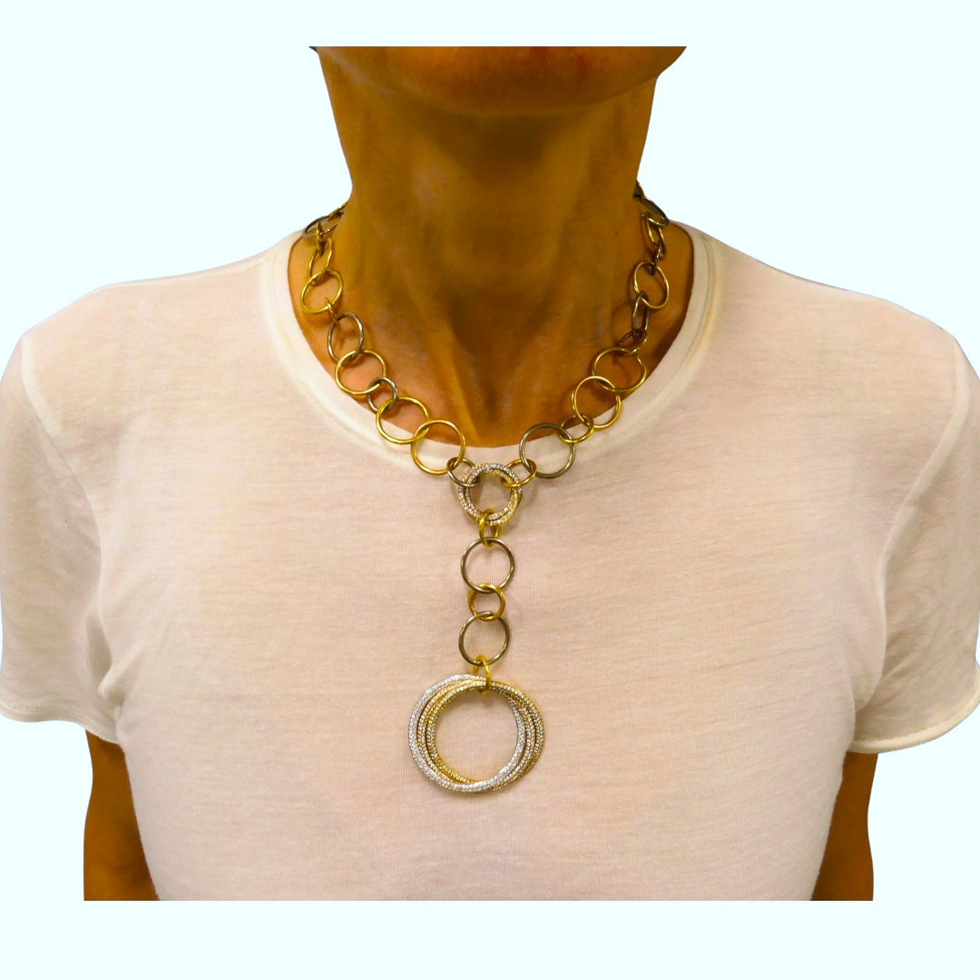 Cartier Trinity Diamond Necklace 18k Gold Estate Jewelry