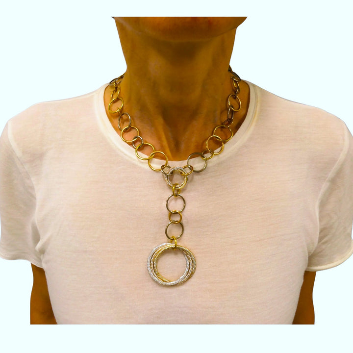 Cartier Trinity Diamond Necklace 18k Gold Estate Jewelry