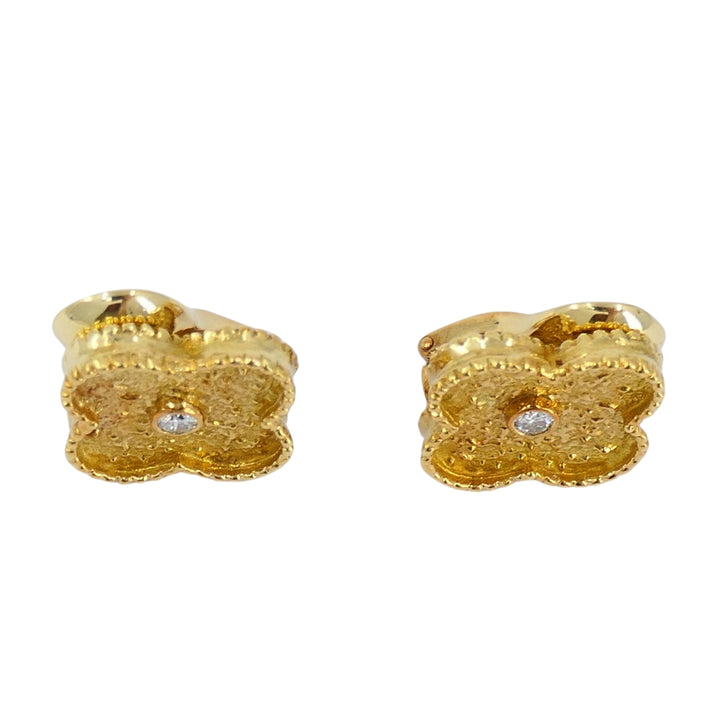 Van Cleef & Arpels Vintage Alhambra Earrings Diamond Gold