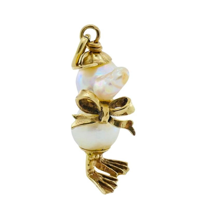 Pearl Charm Vintage 10k Gold Duckling