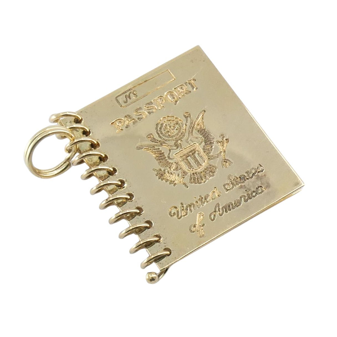 Mid Century 14k Gold United States Passport Charm Pendant