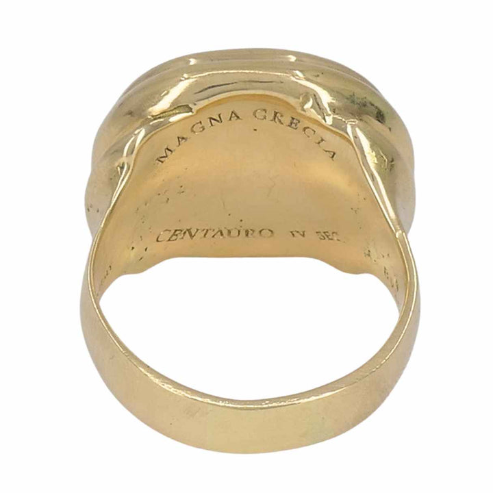 Vintage Bvlgari 18k Gold Ancient Silver Magna Grecia Centaur Bulgari Ring