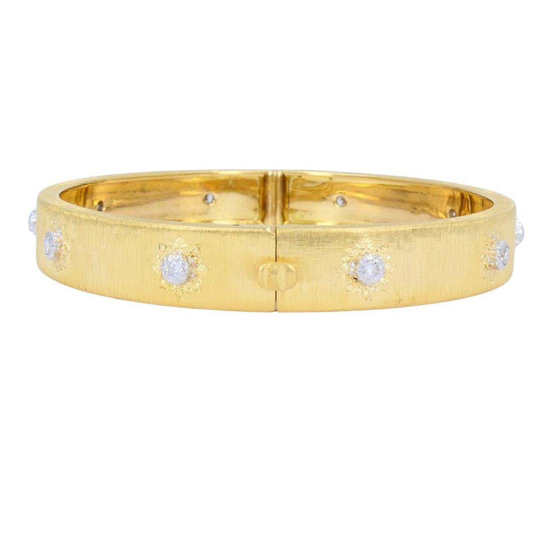 Vintage Buccellati 18k Gold Diamond Bangle Bracelet
