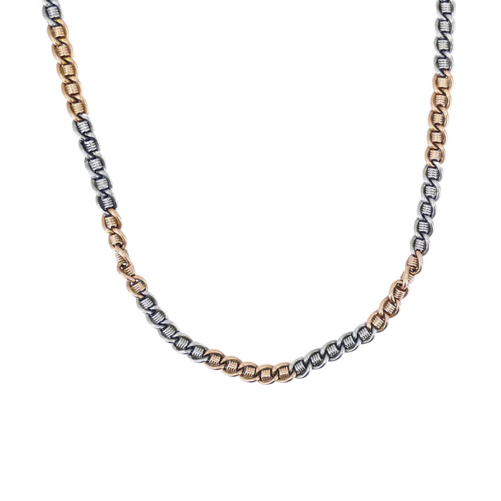 Vintage 14k Rose Gold Platinum Watch Chain Necklace