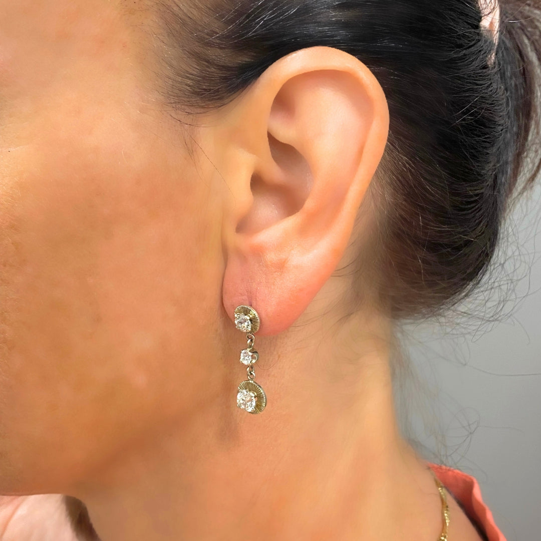 Vintage Ming’s 14k Gold Diamond Dangle Earrings
