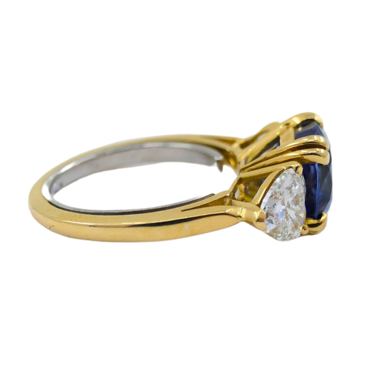 Adler Ring 18k Gold Sri Lanka Sapphire GRS Report Heart Shaped Diamond