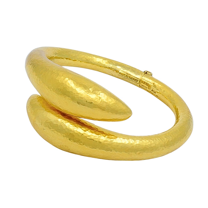 Ilias Lalaounis 18k Gold Hammered Sculptural Bangle Bracelet, 1970s
