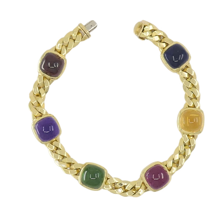 Vintage Bvlgari Bulgari Bracelet Gold Sugarloaf Gemstones