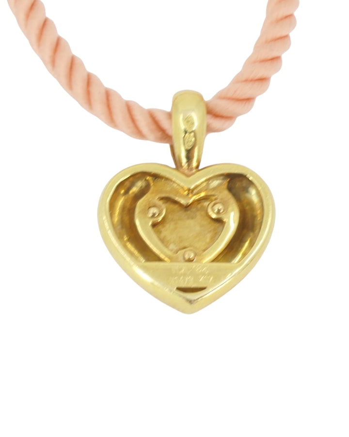 Van Cleef & Arpels Necklace 18k Gold Coral Heart Silk Cord Necklace