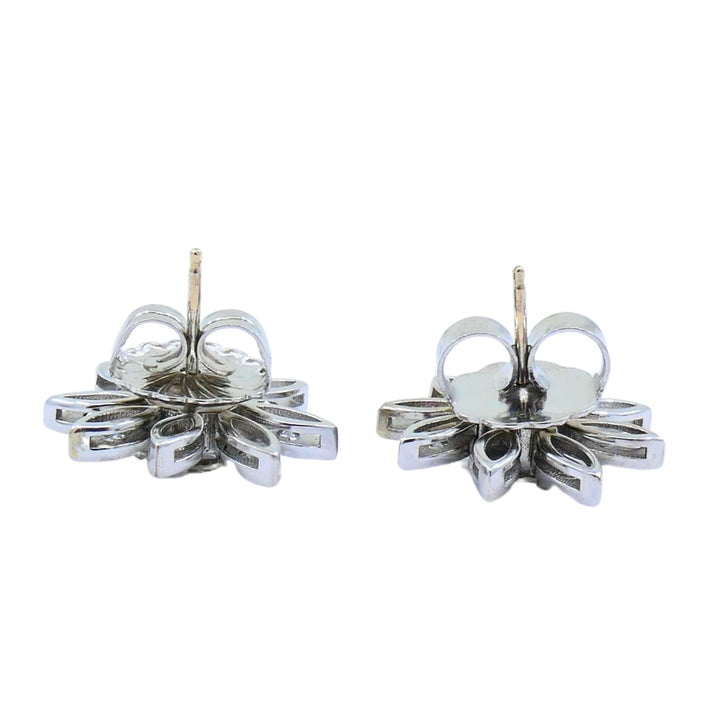 Diamond Floral Stud Earrings 14k Gold