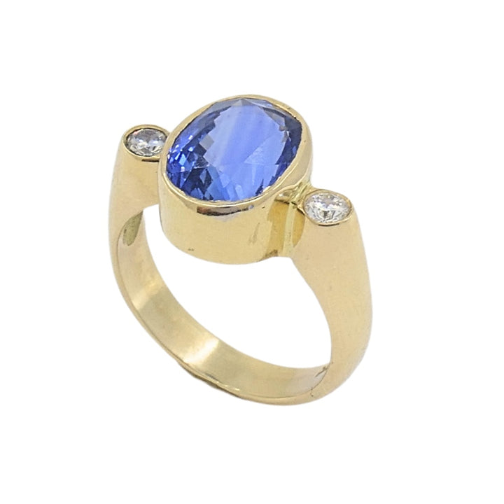 Vintage Sapphire Ring Diamond 14k Gold