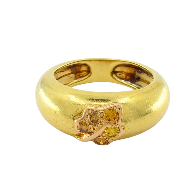 Van Cleef & Arpels 18k Gold Diamond Leaf Motif Ring