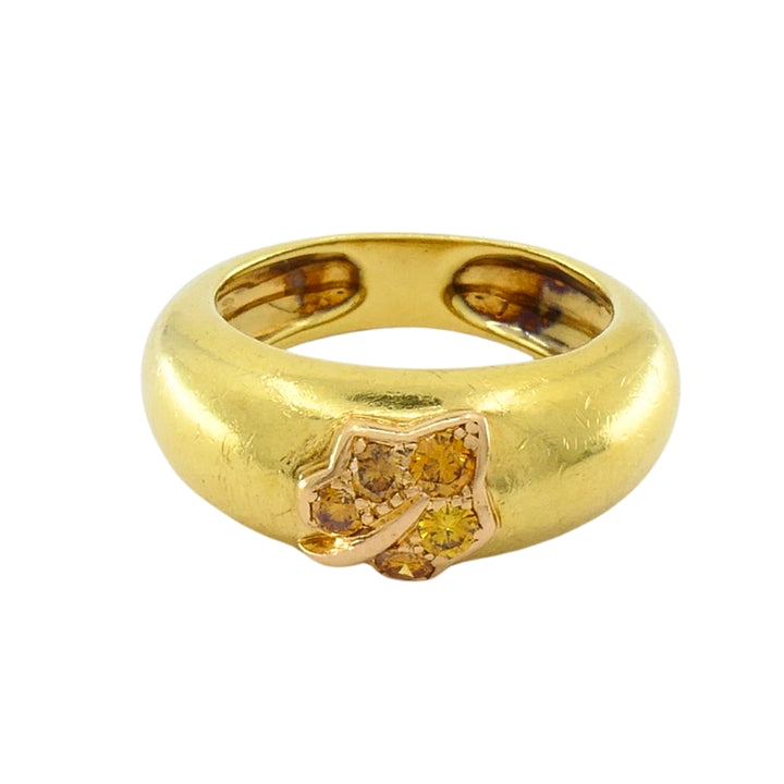 Van Cleef & Arpels 18k Gold Diamond Leaf Motif Ring
