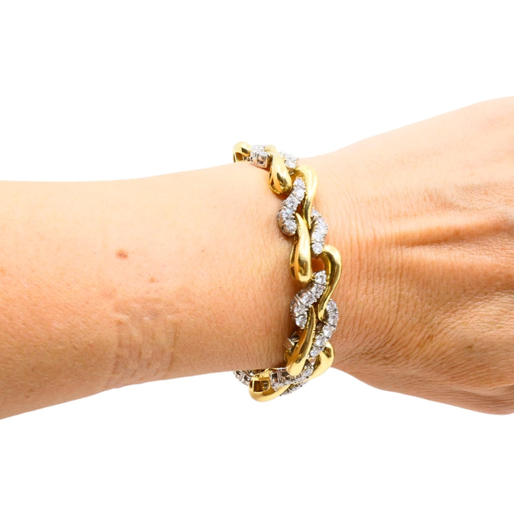 Vintage French Platinum & 18k Gold Diamond Bracelet