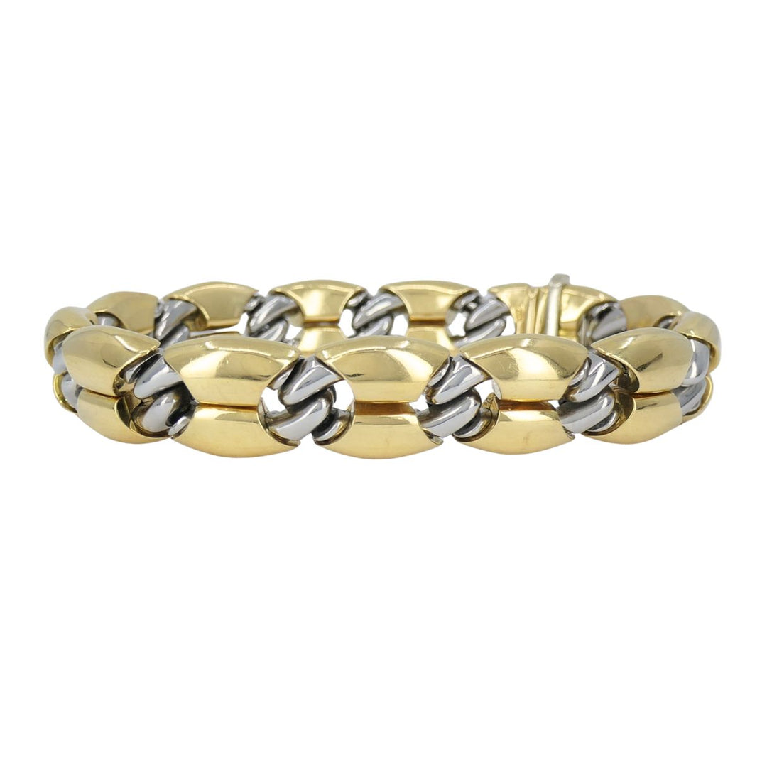 Vintage Bvlgari 18k Gold Steel Link Bracelet