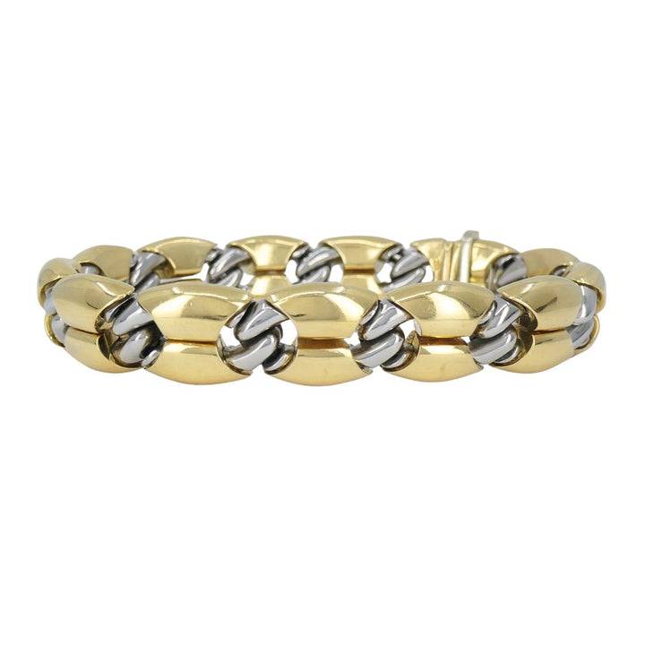 Vintage Bvlgari 18k Gold Steel Link Bracelet