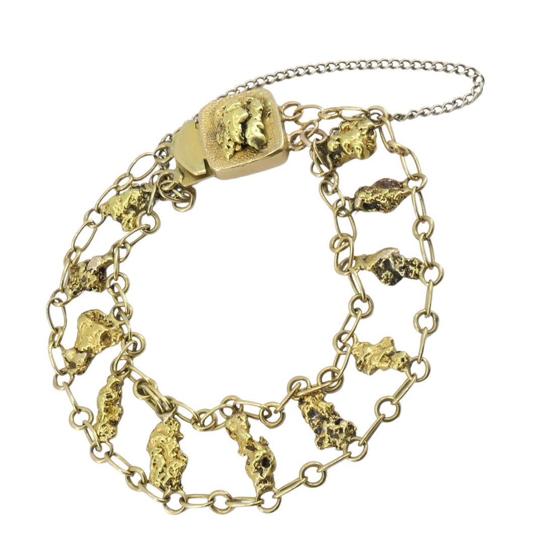 Vintage 22k Yellow Gold Nugget Link Bracelet, Circa 1970s