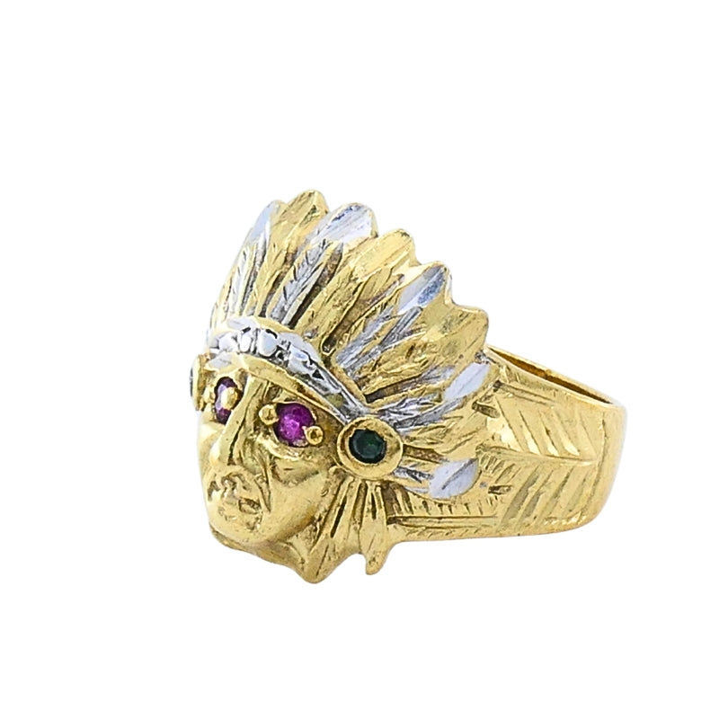 Vintage 10k Gold Native American Headdress Ring