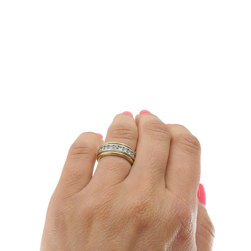 Cartier 18k Gold Platinum Diamond Band Ring