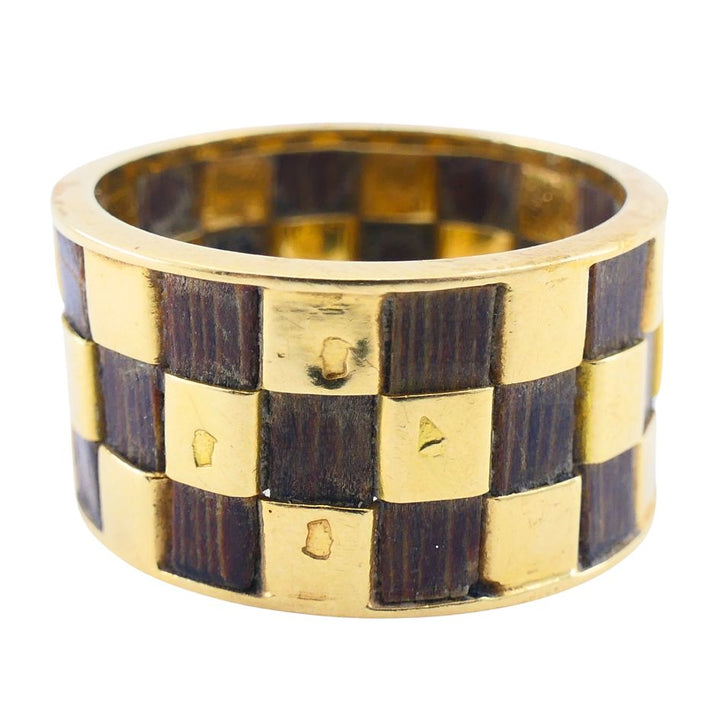 Vintage Van Cleef & Arpels 18k Gold Wooden Band Ring 5.5