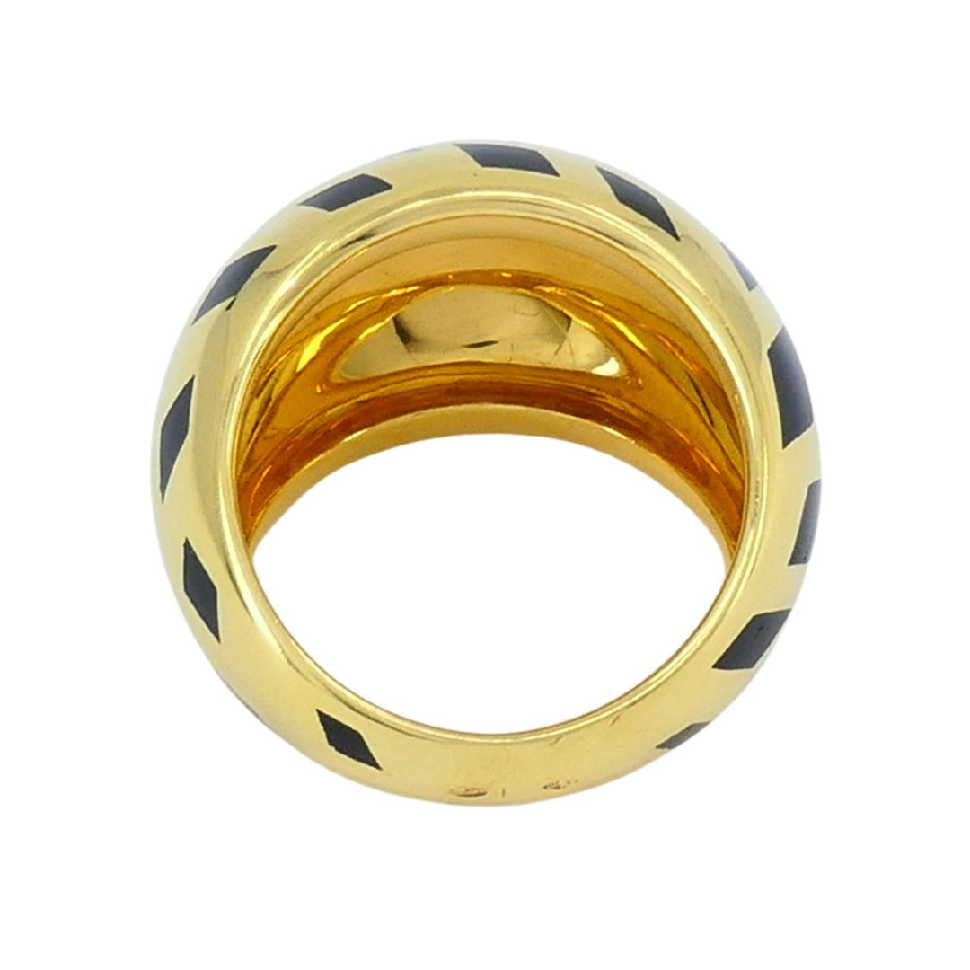 Vintage Cartier Panthere 18k Gold Enamel Bombe Dome Ring