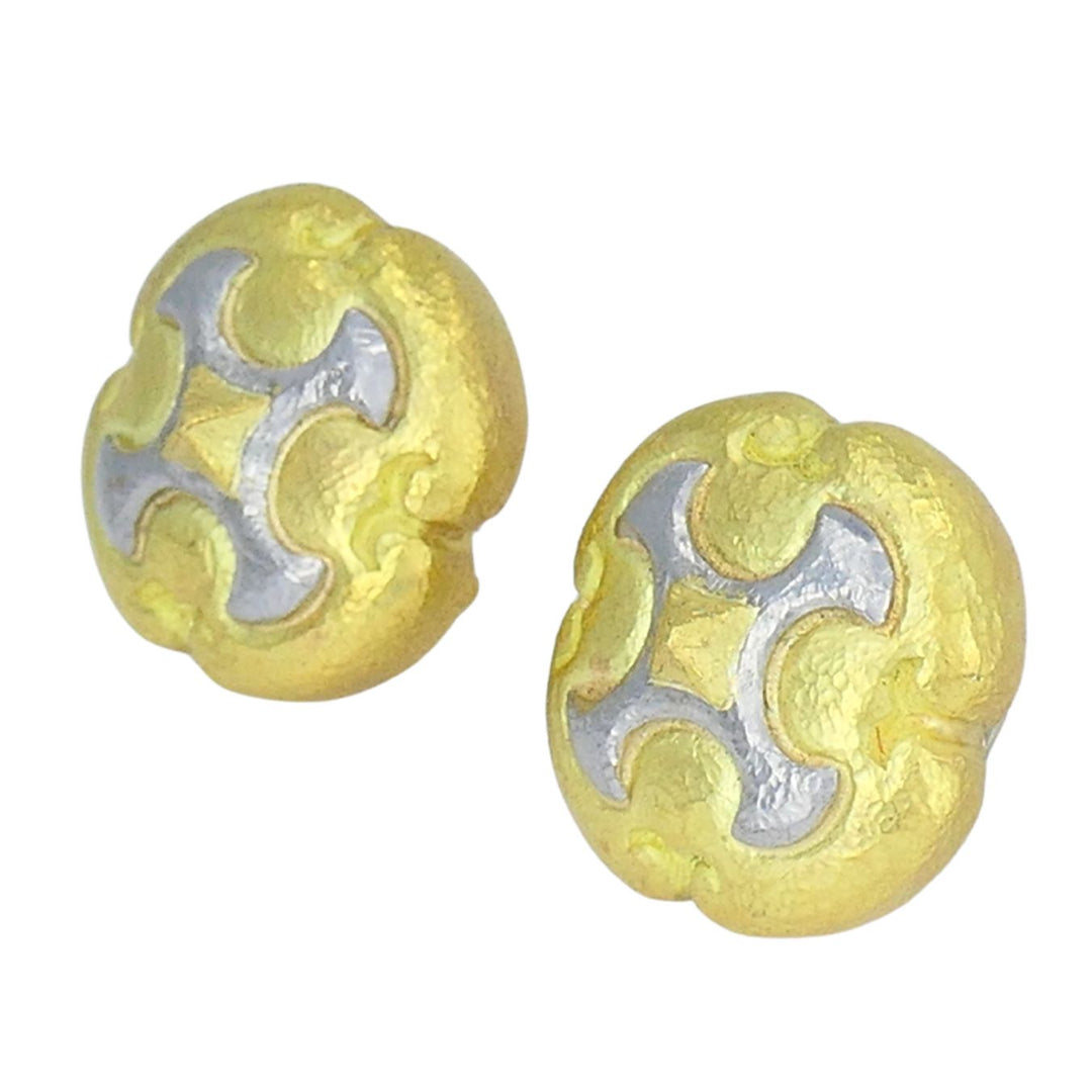 Vintage Trent 18k Gold Platinum Clip-on Earrings