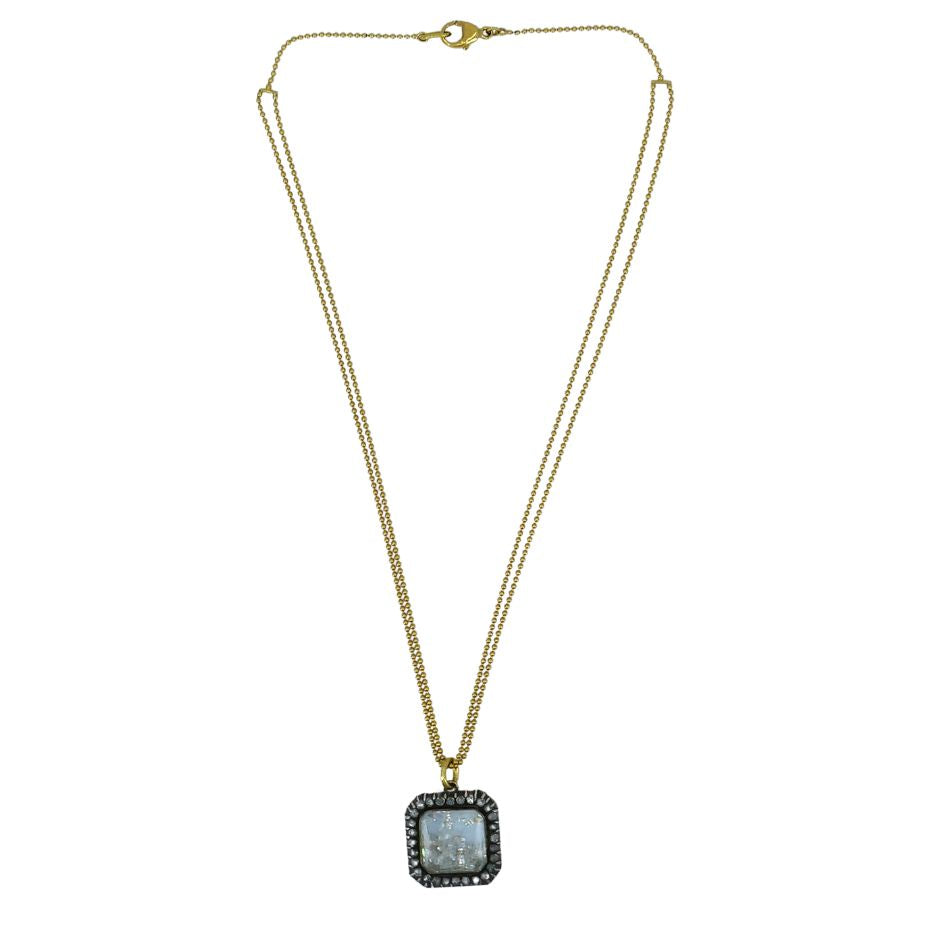 Renee Lewis 18k Gold Diamond Crushed Crystal Shake Pendant Necklace