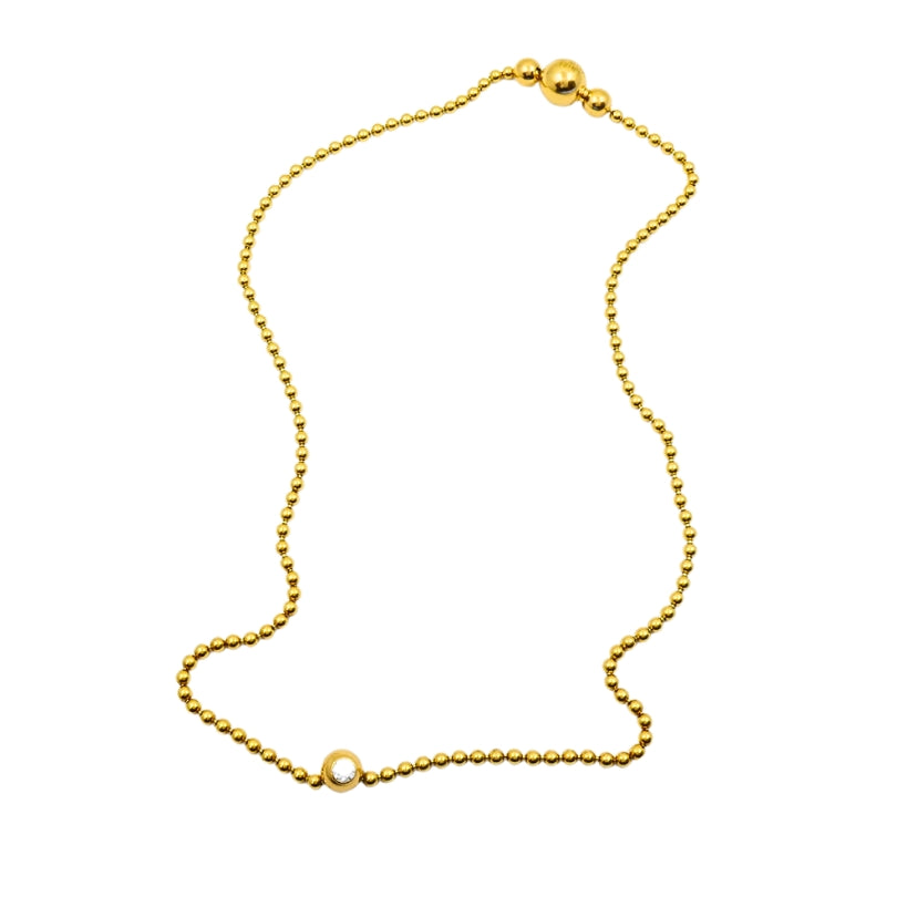 Cartier Draperie De Décolleté 18k Gold Diamond Solitaire Beaded Chain Necklace