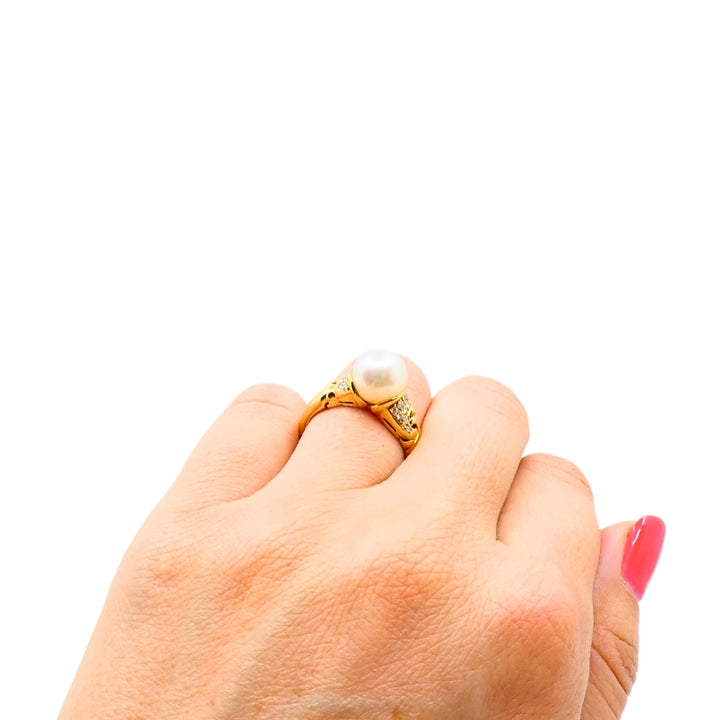 Bvlgari Pearl Diamond 18k Gold Cocktail Ring