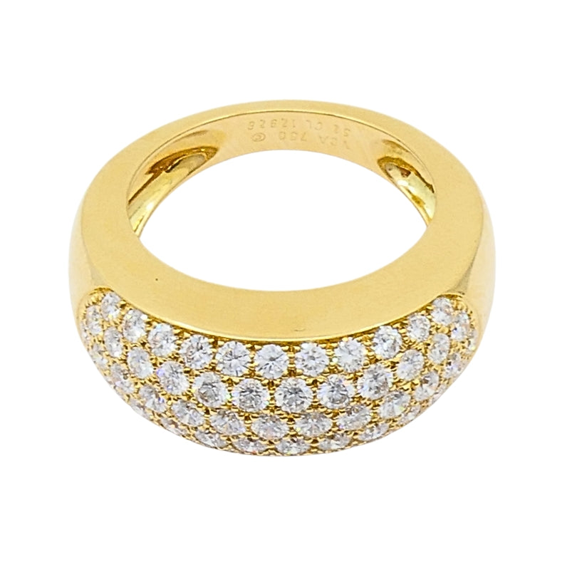 Van Cleef & Arpels Pave Diamond Gold Dome Ring