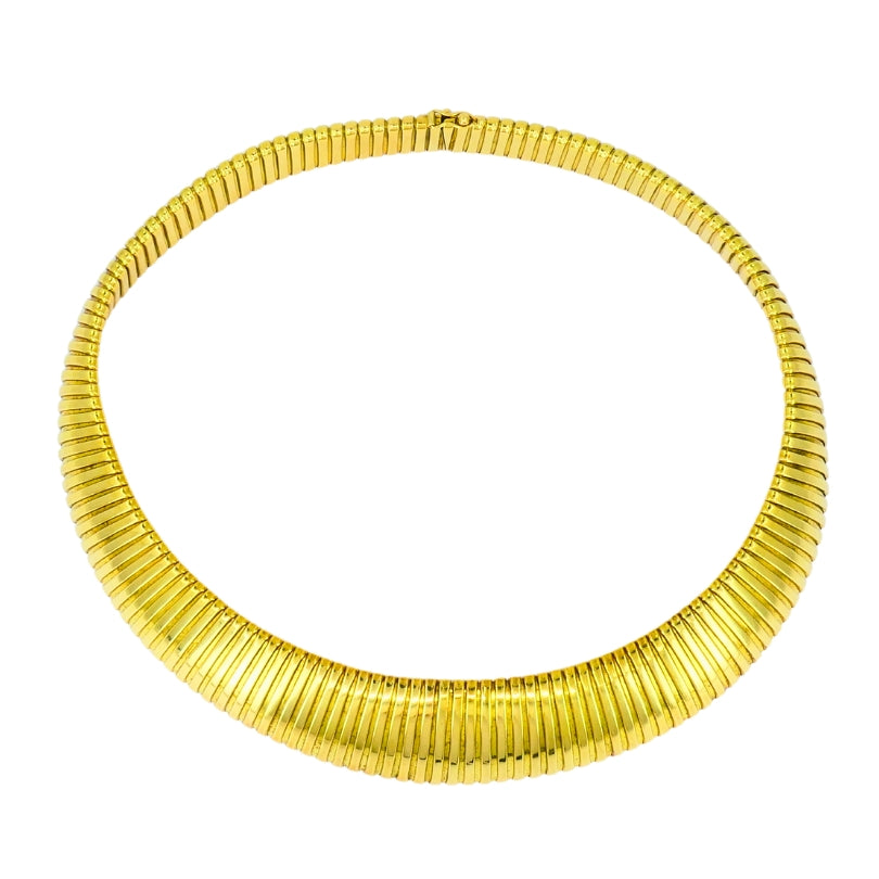 Vintage Tubogas Italian Gold Collar Necklace 18k Estate Jewelry